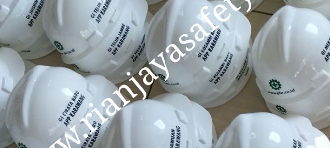 Terima cetak logo perusahaan pada helm safety / helm proyek di Timika Terima cetak logo perusahaan pada helm safety / helm proyek di Timika