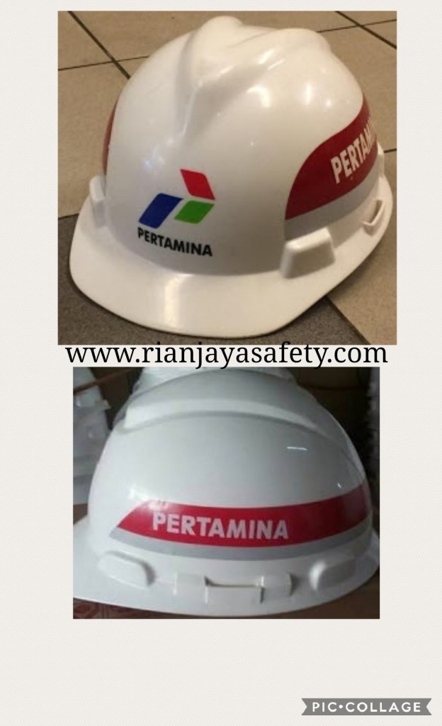 logo pertamina, pln, pjb pada helm - RIAN JAYA SAFETY